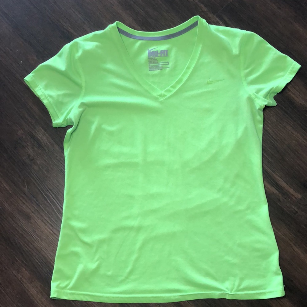 Nike dri fit V-neck green shirt/top M